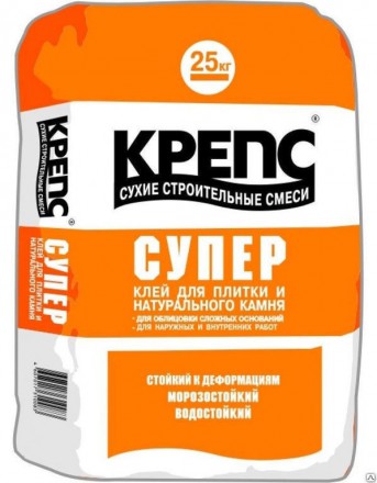 Клей для плитки Крепс Супер, 25 кг